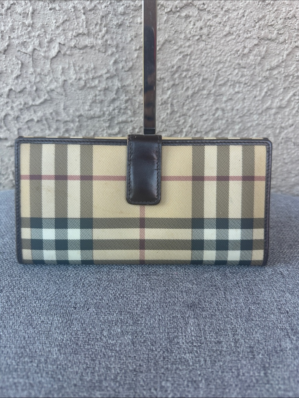 Burberry Vintage Plaid Canvas Wallet in Beige and Brown